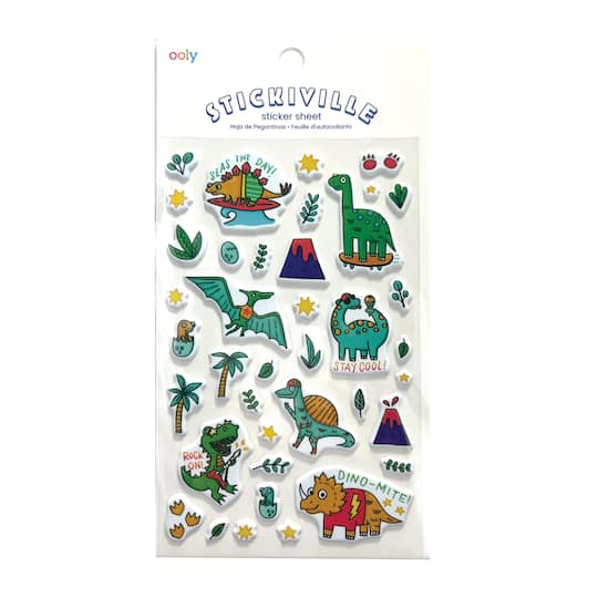 OOLY Stickiville Standard Dino-Mite! Puffy Stickers